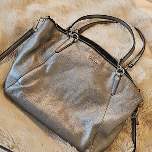 Coach Silver Crossbody Bag with Luxurious Finish